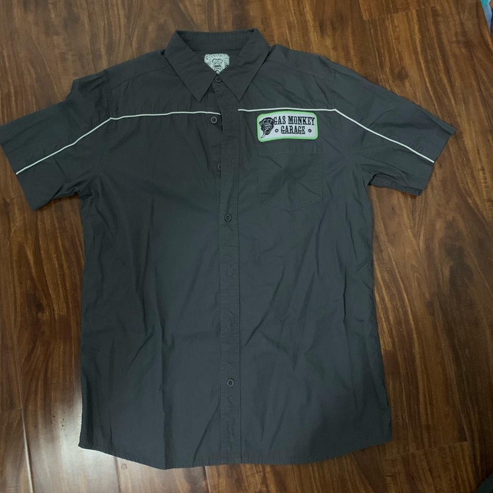 Gas Monkey Garage Charcoal Casual Button Down Shirt